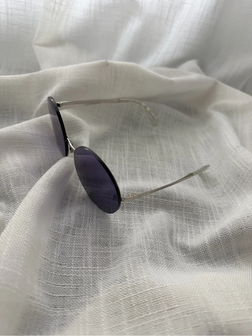 CHANEL Round Purple Mirror Lens Sunglasses with Black Case